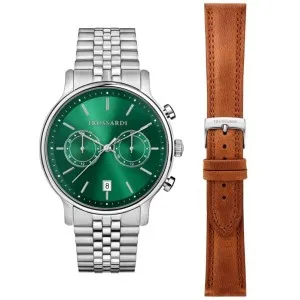 Ανδρικό ρολόι Trussardi R2453174001 T-INEDITO από ανοξείδωτο ατσάλι με πράσινο καντράν και μπρασελέ