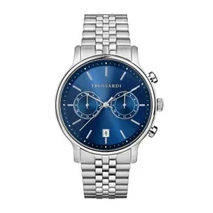 Ανδρικό ρολόι Trussardi R2453174003 T-INEDITO από ανοξείδωτο ατσάλι με μπλε καντράν και μπρασελέ.