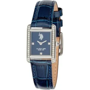 Γυναικείο ρολόι U. S. Polo Assn. USP8455BL Kate με μπλε καντράν, πέτρες ζιργκόν και μπλε δερμάτινο λουράκι.