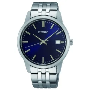 Ανδρικό ρολόι SEIKO SUR399P1 Conceptual Series από ανοξείδωτο ατσάλι με μπλε καντράν και ασημί μπρασελέ.