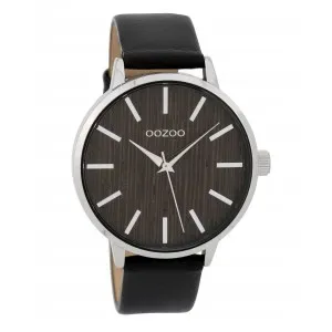 Ρολόι OOZOO C9254 Timepieces Wood με Μαύρο Δερμάτινο Λουράκι