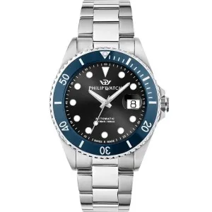 Ανδρικό ρολόι PHILIP WATCH R8223597117 Caribe DIVING Automatic από ανοξείδωτο ατσάλι με μαύρο καντράν και μπρασελέ.