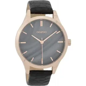 Ρολόι OOZOO C9724 Timepieces με Ροζ Χρυσό με Μαύρο Δερμάτινο Λουράκι