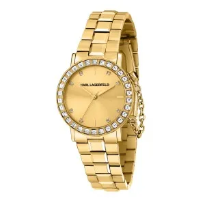 Γυναικείο ρολόι KARL LAGERFELD CRYSTALS R0553100503 από ανοξείδωτο ατσάλι με χρυσό καντράν και χρυσό μπρασελέ.