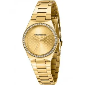 Γυναικείο ρολόι KARL LAGERFELD HAMBURG R0553105507 από ανοξείδωτο ατσάλι με χρυσό καντράν και χρυσό μπρασελέ.