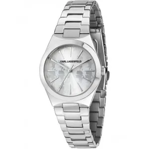 Γυναικείο ρολόι KARL LAGERFELD HAMBURG R0553105512 από ανοξείδωτο ατσάλι με ασημί καντράν και ασημί μπρασελέ.