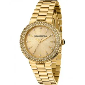 Γυναικείο ρολόι KARL LAGERFELD KAISER R0553104501 από ανοξείδωτο ατσάλι με χρυσό καντράν και χρυσό μπρασελέ.