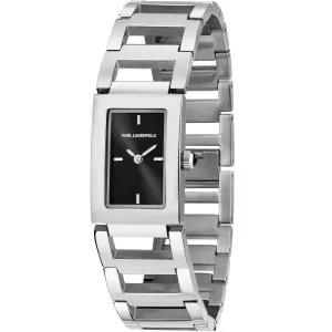 Γυναικείο ρολόι KARL LAGERFELD R0553103506 PARIS από ανοξείδωτο ατσάλι με μαύρο καντράν και ασημί μπρασελέ.