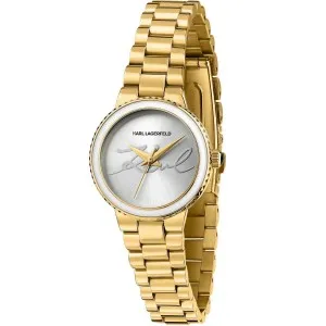 Γυναικείο ρολόι KARL LAGERFELD KAISER R0553104508 από ανοξείδωτο ατσάλι με ασημί καντράν και χρυσό μπρασελέ.