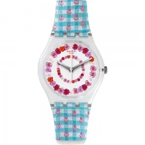 Swatch GZ291 Roses4u Love Multicolor Fabric And Leather Strap