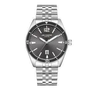 Ανδρικό ρολόι LEE COOPER LC08281.350 με μαύρο καντράν και ασημί μπρασελέ.