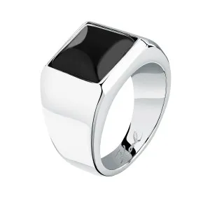 KARL LAGERFELD CHARMS KLAYD290-No 14 Γυναικείο Δαχτυλίδι Ασημένιο Με Μαύρη Πέτρα