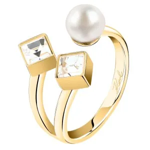KARL LAGERFELD PEARL KLAYR230-No 16 Γυναικείο Δαχτυλίδι Χρυσό Με Πέρλα Και Πέτρες
