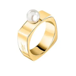 KARL LAGERFELD PEARL KLAYR160-No 16 Γυναικείο Δαχτυλίδι Χρυσό Με Πέρλα