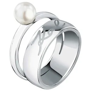 KARL LAGERFELD PEARL KLAYR110-No 14 Γυναικείο Δαχτυλίδι Ασημένιο Με Πέρλα Και Λογότυπο