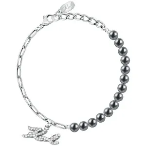 KARL LAGERFELD PEARL KLAYR10 Γυναικείο Βραχιόλι Ασημένιο Με Πέρλες Και Λογότυπο