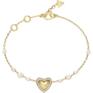 GUESS STEEL BELOVED JUBB06009JWYGL Βραχιόλι Χρυσό Με Καρδιά Με Πέρλες