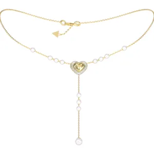 GUESS STEEL BELOVED JUBN06007JWYGT U Κολιέ Χρυσό Με Καρδιά Με Πέτρες Και Πέρλες