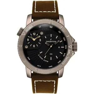 THORTON 9203122 Horik Dual Time Brown Leather Strap