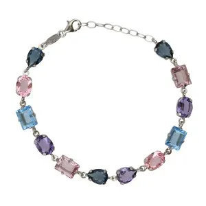 Γυναικείο βραχιόλι Victoria Cruz A5483-MHP από ασήμι 925 με πολύχρωμες πέτρες ζιργκόν.