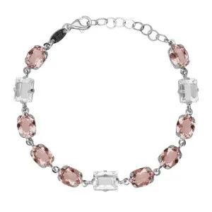 Γυναικείο βραχιόλι Victoria Cruz A5488-52HP από ασήμι 925 με ροζ πέτρες ζιργκόν.
