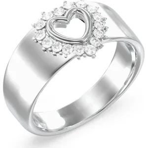 GUESS STEEL ICONIQUE JUBR05536JWRH-No 54 Δαχτυλίδι Ασημένιο Με Καρδιά Με Πέτρες