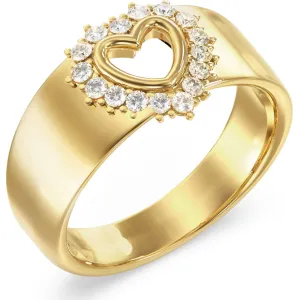 GUESS STEEL ICONIQUE JUBR05536JWYG-No 56 Δαχτυλίδι Χρυσό Με Καρδιά Με Πέτρες