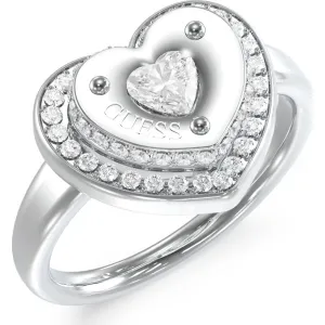 GUESS STEEL TILL MORNING JUBR05552JWRH-No 52 Δαχτυλίδι Ασημένιο Με Καρδιά Με Πέτρες