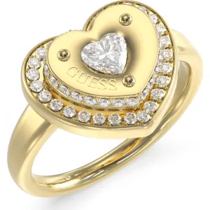GUESS STEEL TILL MORNING JUBR05552JWYG-No 58 Δαχτυλίδι Χρυσό Με Καρδιά Με Πέτρες