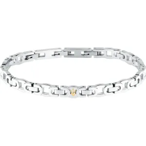 MASERATI ICONIC JM425AVD99 Βραχιόλι Ανδρικό Ασημένιο Με Χρυσή Τρίαινα