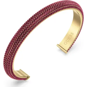 GUESS STEEL ESSENZA JUBB06019JWYGBGL Χειροπέδα Χρυσή Με Μπορντώ Πέτρες