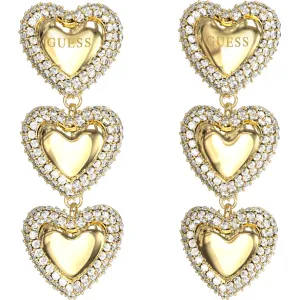 GUESS STEEL BELOVED JUBE06011JWYGT U Σκουλαρίκια Χρυσές Καρδιές Με Πέτρες