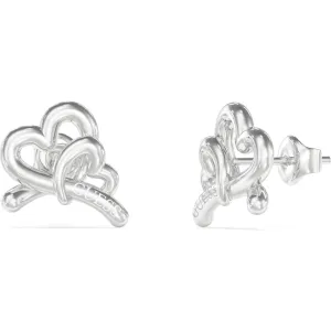 GUESS STEEL LOVE BITES JUBE06058JWRHT U Σκουλαρίκια Ασημένιες Καρδιές