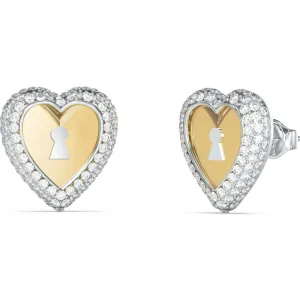 GUESS STEEL LOVE BITES JUBE06062JWYGRHT U Σκουλαρίκια Δίχρωμες Καρδιές Με Πέτρες