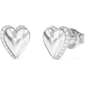 GUESS STEEL BY YOUR SIDE JUBE06092JWRHT U Σκουλαρίκια Ασημένιες Καρδιές Με Λογότυπο