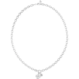 GUESS STEEL LOVE BITES JUBN06043JWRHT U Κολιέ Ασημένιο Με Τυχερό Τσάρμ Με Πέτρες