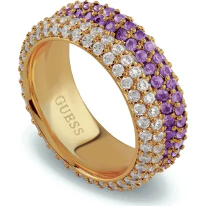 GUESS STEEL ESSENZA JUBR06026JWYGLA-No 54 Δαχτυλίδι Χρυσό Με Πολύχρωμες Πέτρες