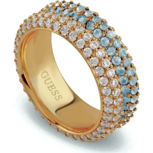 GUESS STEEL ESSENZA JUBR06026JWYGLB-No 54 Δαχτυλίδι Χρυσό Με Πολύχρωμες Πέτρες