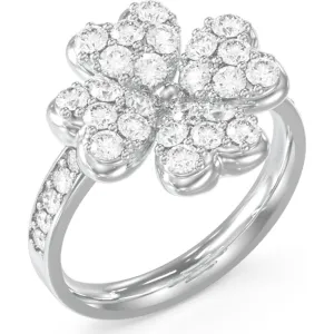 GUESS STEEL LOVE BITES JUBR06046JWRH-No 54 Δαχτυλίδι Ασημένιο Με Τυχερό Τετράφυλλο Με Πέτρες