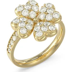 GUESS STEEL LOVE BITES JUBR06046JWYG-No 54 Δαχτυλίδι Χρυσό Με Τυχερό Τετράφυλλο Με Πέτρες