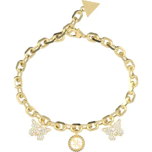 GUESS STEEL BORBOLETA JUBB06130JWYGL Βραχιόλι Χρυσό Με Πεταλούδες Και Λογότυπο