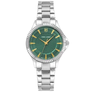 Γυναικείο ρολόι PIERRE LANNIER 017G671 Metropolitan από ανοξείδωτο ατσάλι με πράσινο καντράν και ασημί μπρασελέ.
