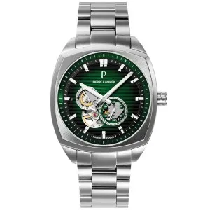 Ανδρικό ρολόι PIERRE LANNIER 328F171 Automatic Arcadius από ανοξείδωτο ατσάλι με πράσινο καντράν και μπρασελέ.