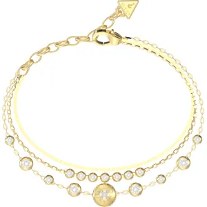 GUESS STEEL SPARKS JUBB06279JWYGL Βραχιόλι Χρυσό Με Τριπλή Αλυσίδα Με Πέτρες