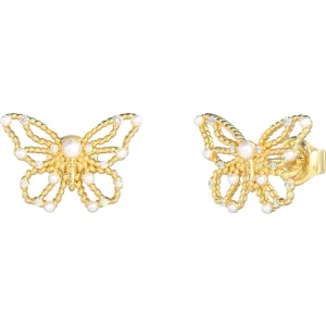 GUESS STEEL BORBOLETA JUBE06123JWYGT U Σκουλαρίκια Χρυσές Πεταλούδες Με Πέτρες