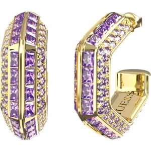 GUESS STEEL LIONESS QUEEN JUBE06188JWYGAMT U Κρίκοι Χρυσοί Με Μωβ Πέτρες