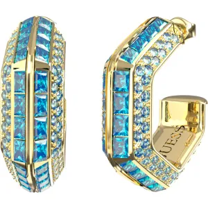 GUESS STEEL LIONESS QUEEN JUBE06188JWYGBLT U Κρίκοι Χρυσοί Με Γαλάζιες Πέτρες