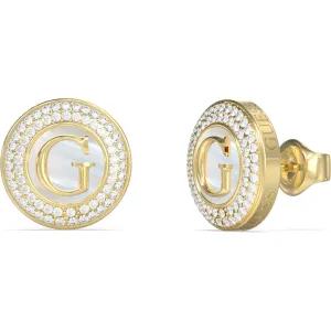 GUESS STEEL G TALISMAN JUBE06205JWYGT U Σκουλαρίκια Χρυσά Με Λογότυπο Με Πέτρες