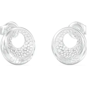 GUESS STEEL MOON DROPS JUBE06247JWRHT U Σκουλαρίκια Ασημένια Με Πέτρες Και Λογότυπο