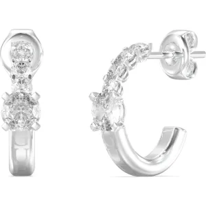 GUESS STEEL PIERCING STUDIO JUBE06272JWRHT U Κρίκοι Ασημένιοι Με Πέτρες